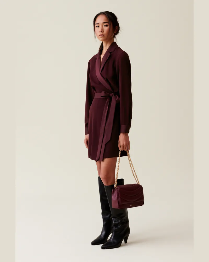 Claudie Pierlot Wickelkleid mit Reverskragen Bordeaux