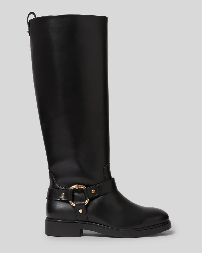 Claudie Pierlot Hohe Lederstiefel Schwarz