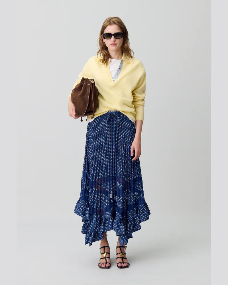 Claudie Pierlot Lange bedruckter Plisseerock Dunkler
