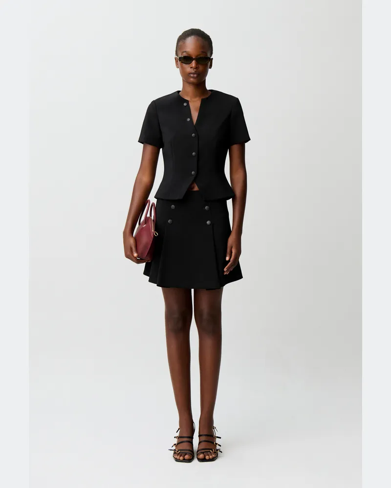 Claudie Pierlot Tailliertes Top mit V-Ausschnitt Schwarz
