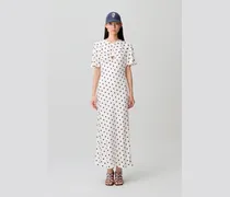 Langes Satinkleid mit Punkten