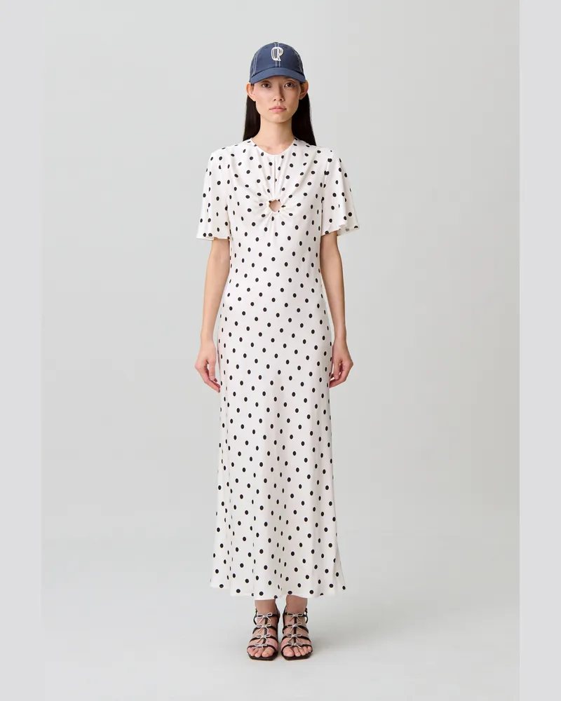 Claudie Pierlot Langes Satinkleid mit Punkten Zweifarbig