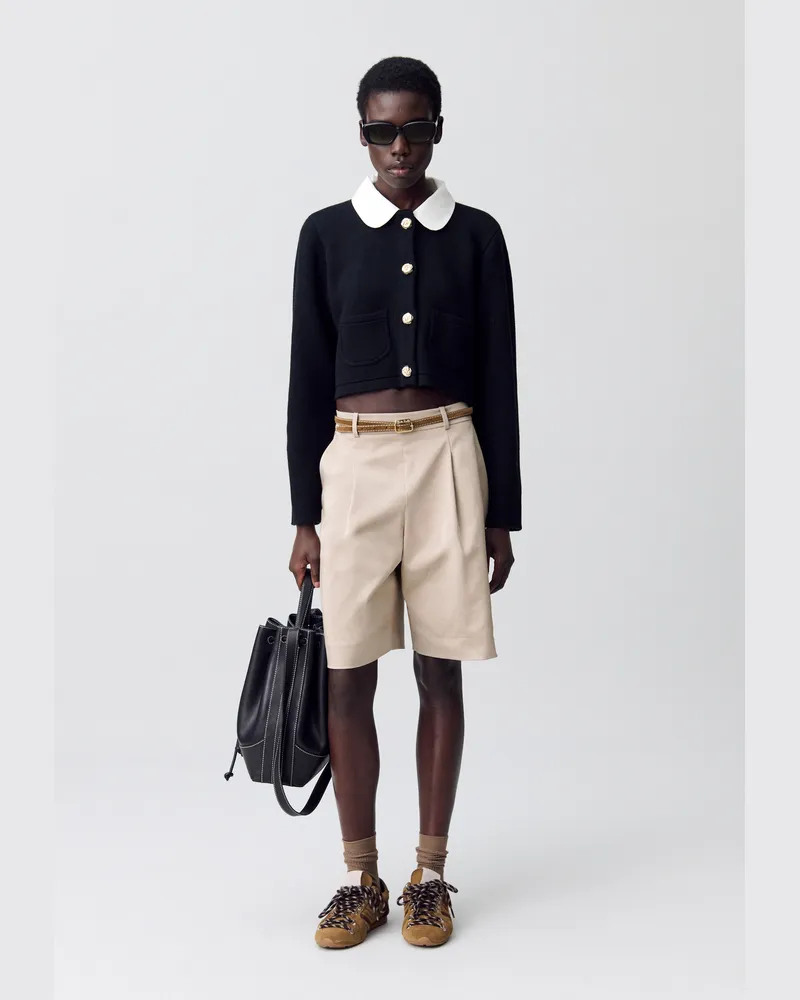 Claudie Pierlot Kurzer Cardigan abnehmbarem Kragen Schwarz