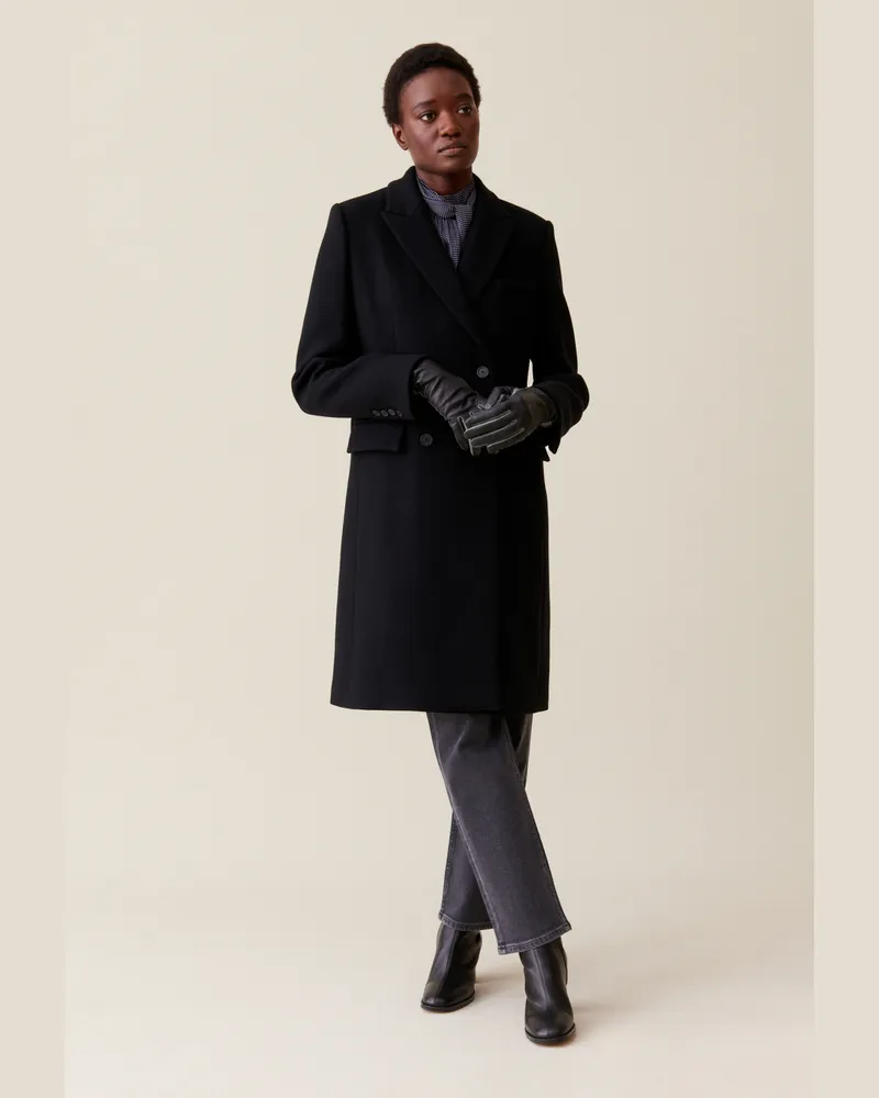 Claudie Pierlot 3/4-langer gerader Mantel Schwarz