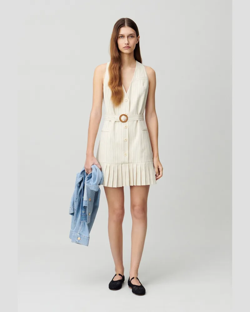Claudie Pierlot Gefaltetes kurzes Kleid Zweifarbig