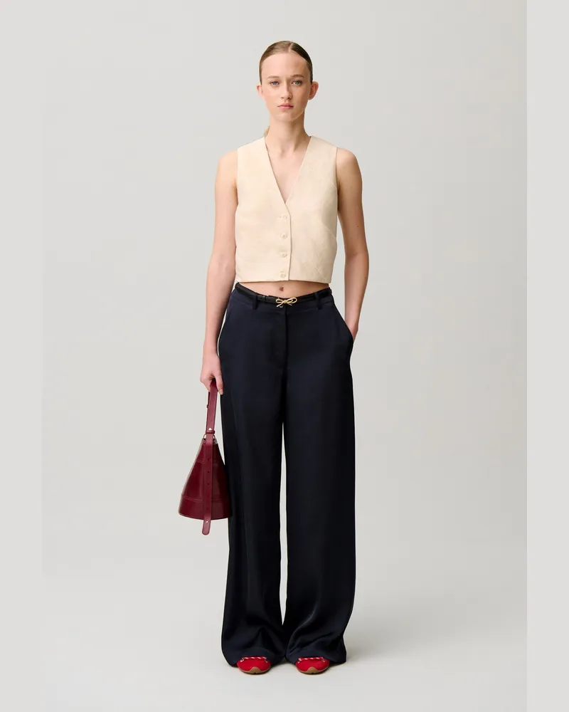 Claudie Pierlot Gerade Satinhose Marine