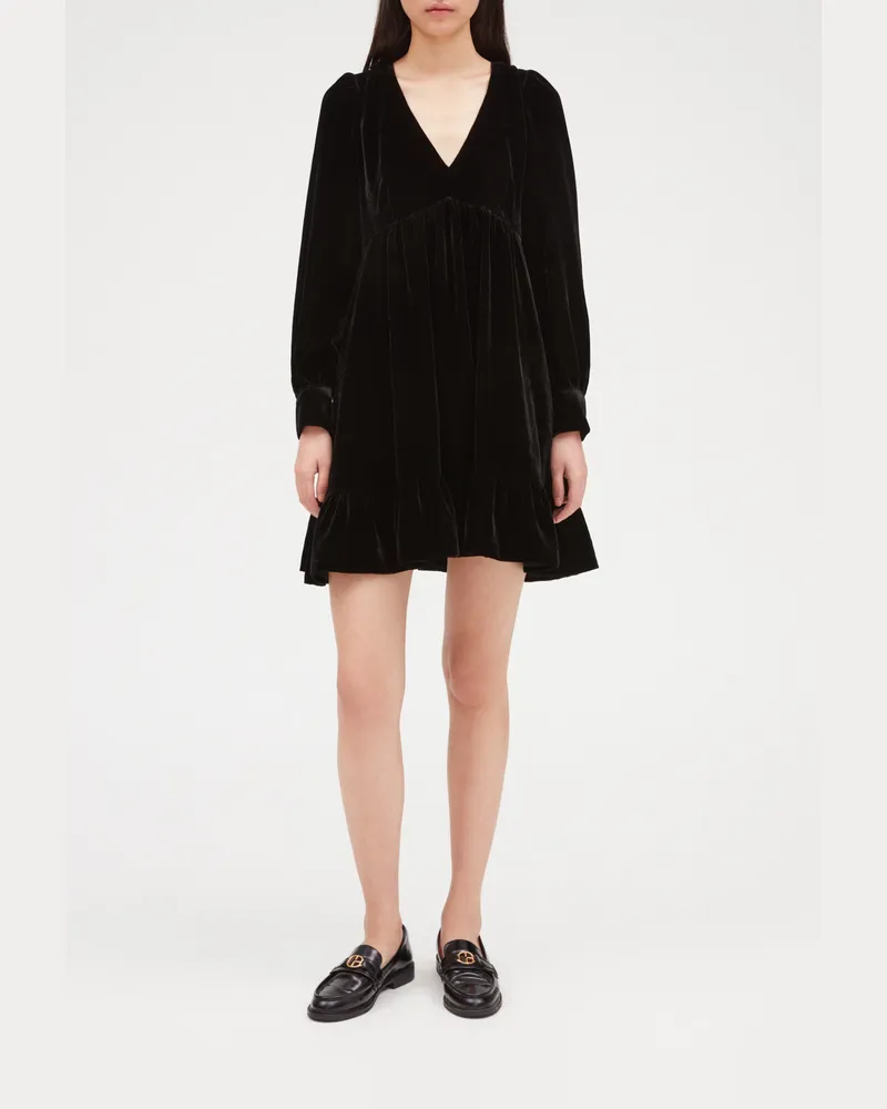 Claudie Pierlot Kurzes Kleid aus schwarzem Samt Schwarz