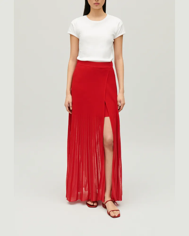 Claudie Pierlot Langer Strickrock Rot