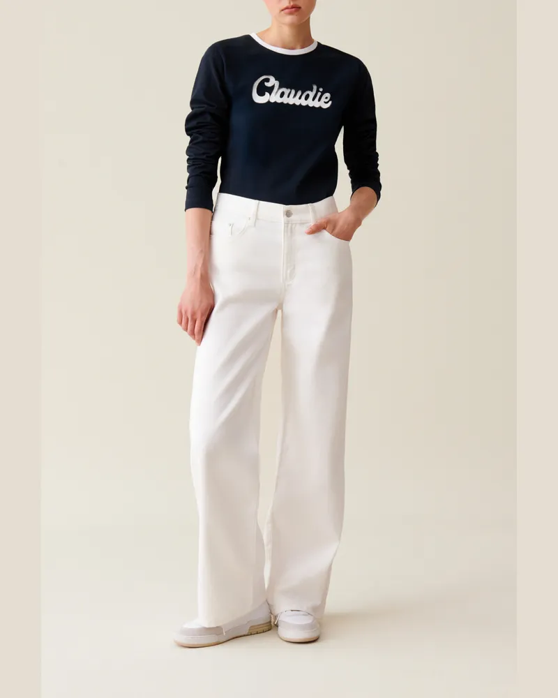 Claudie Pierlot Schwarzes Langarmshirt Baumwolle Marine