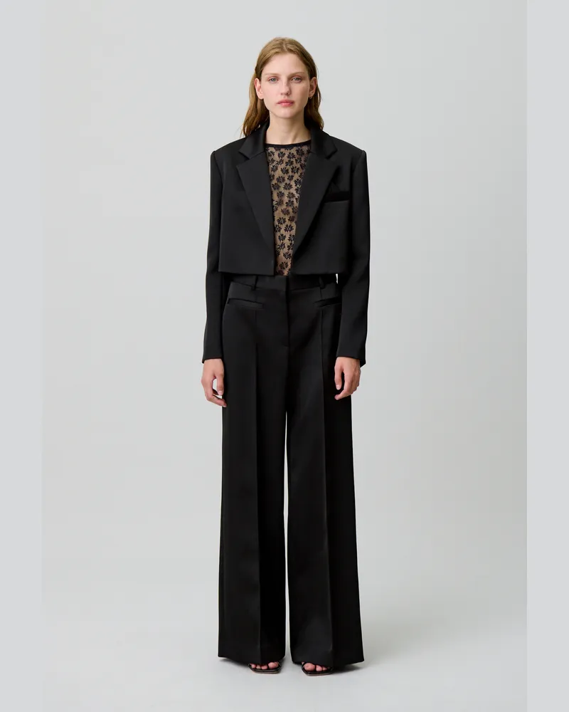 Claudie Pierlot Satin-Anzughose Schwarz