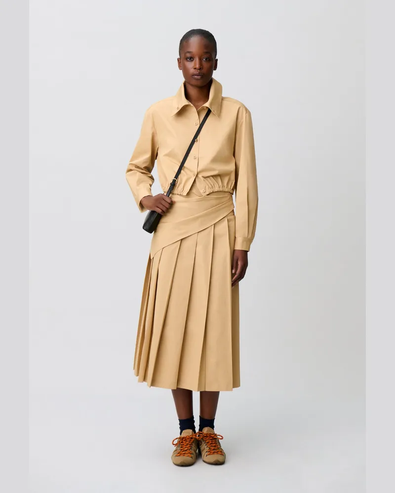 Claudie Pierlot Cropped-Hemd mit Stehkragen Beige