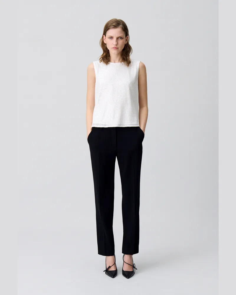 Claudie Pierlot Ärmelloses Paillettentop, ecru Ecru