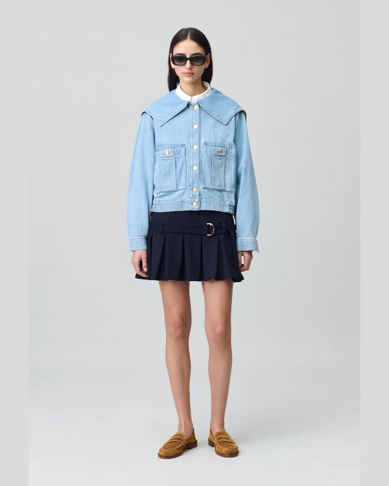Claudie Pierlot Jeansjacke mit großem Kragen Denim