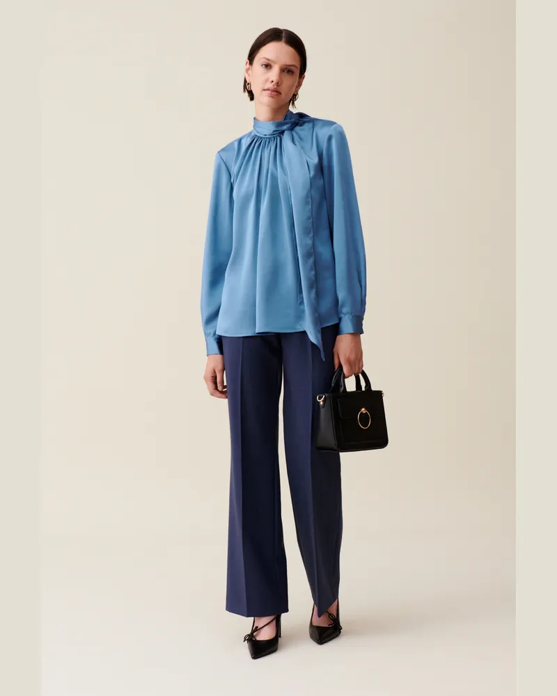 Claudie Pierlot Fließende Bluse mit Schleifenkragen Storm