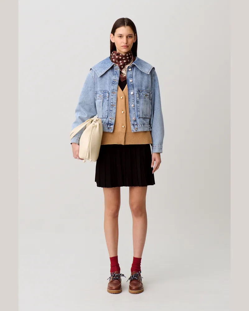 Claudie Pierlot Jeansjacke mit Kontrastnähten Denim-blue