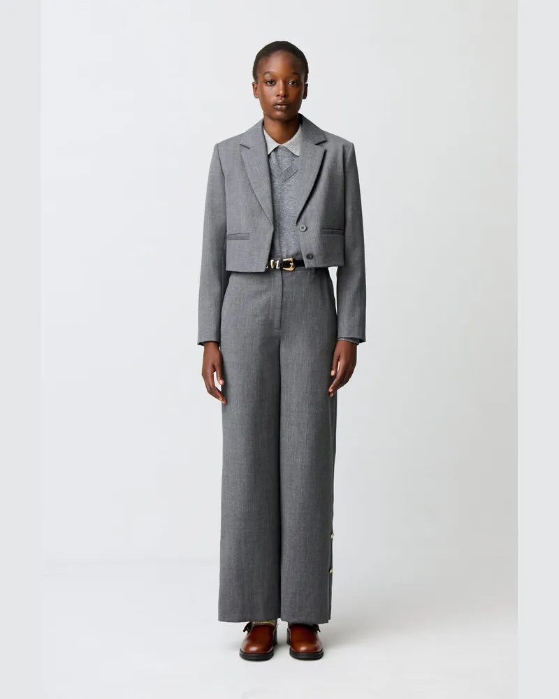 Claudie Pierlot Schurwollhose Grau-meliert
