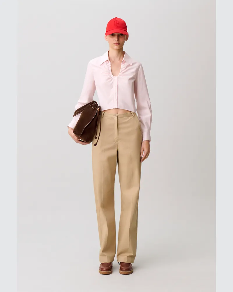 Claudie Pierlot Popelinehemd aus Baumwolle Blass-rosa