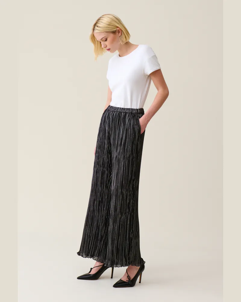 Claudie Pierlot Silberne plissierte Hose Schwarz