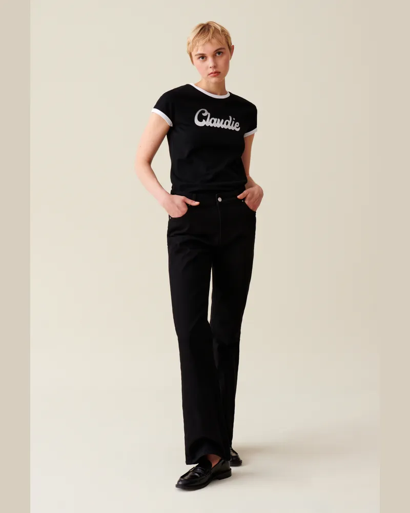 Claudie Pierlot Claudie Baumwoll-T-Shirt Schwarz