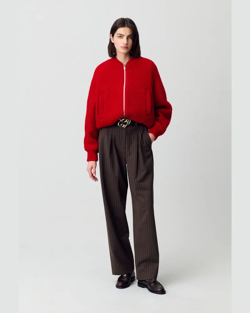 Claudie Pierlot Kurze Teddy-Jacke Rot
