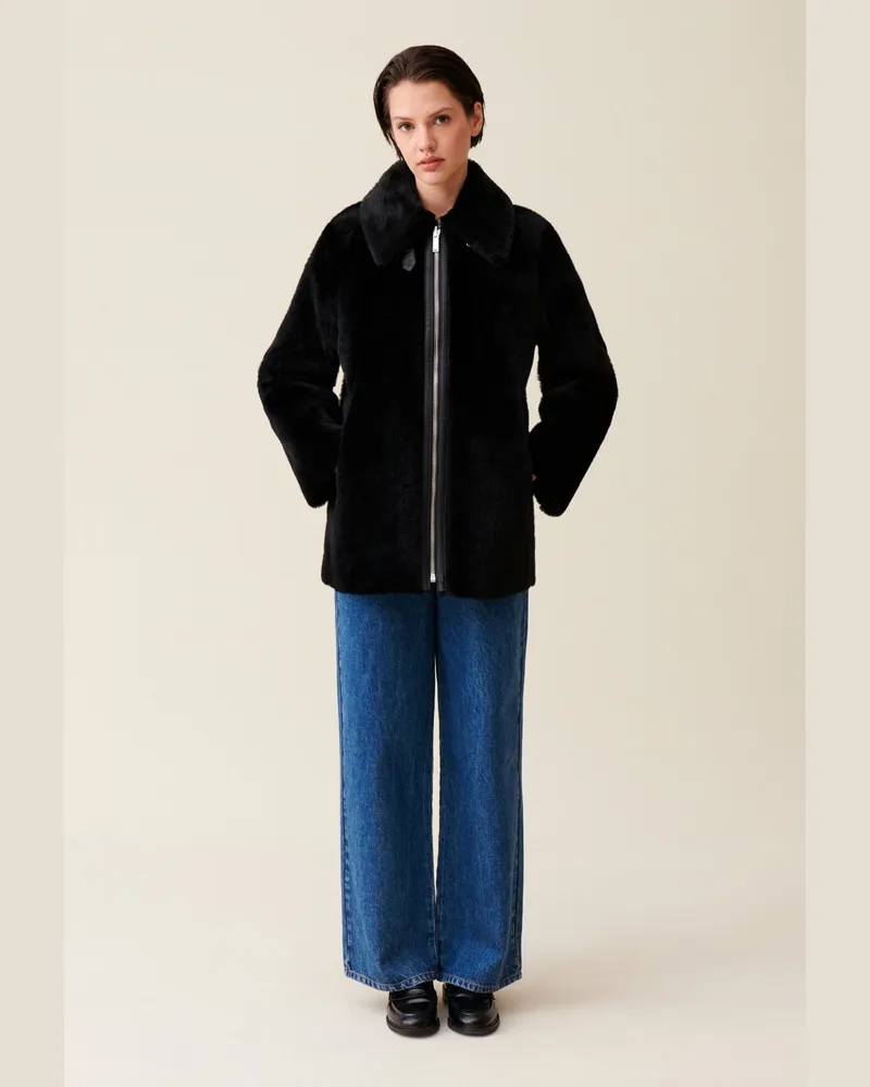 Claudie Pierlot Mantel mit Reißverschluss Schwarz