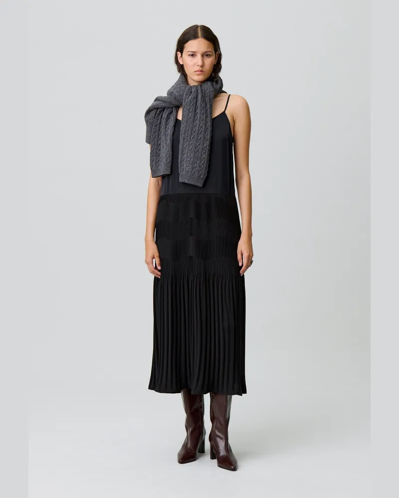 Claudie Pierlot Langes, fließendes Trägerkleid Schwarz