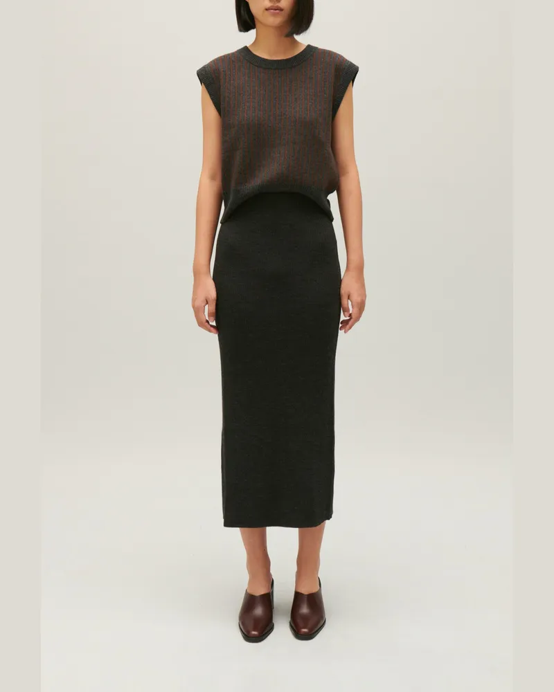 Claudie Pierlot Gestreifter Strickpullover ohne Ärmel Zweifarbig