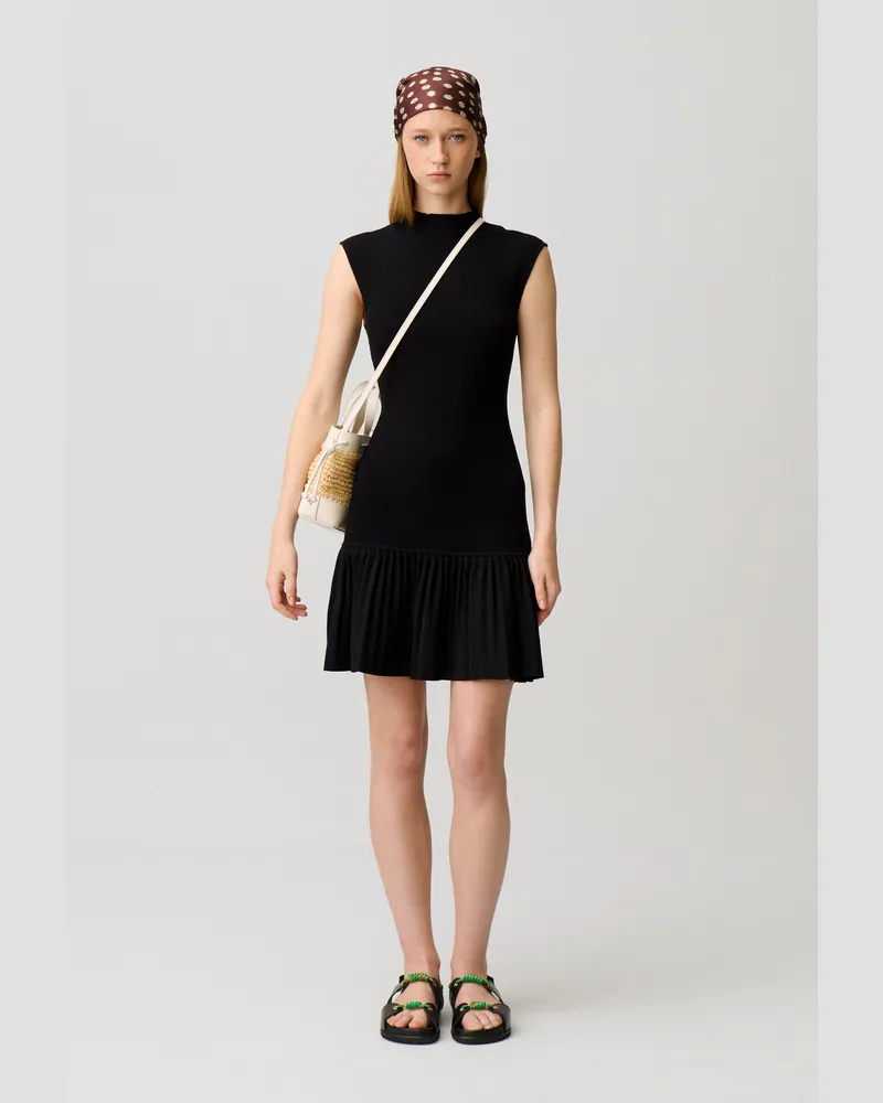 Claudie Pierlot Plissiertes Strickkleid Schwarz