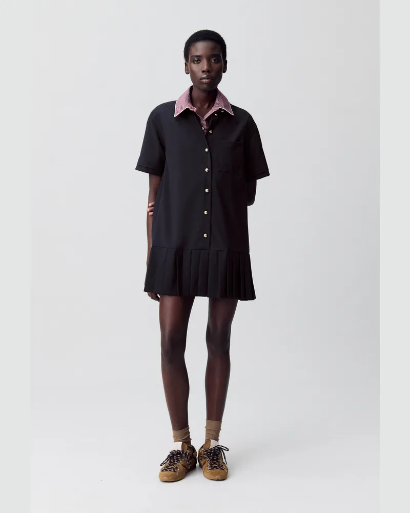 Claudie Pierlot Kurzarm-Hemdkleid Marine