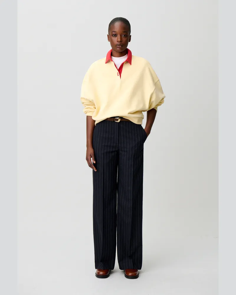 Claudie Pierlot Gestreifte Wollmix-Hose Zweifarbig