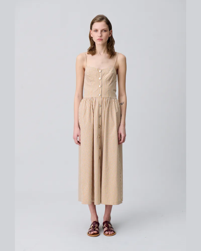 Claudie Pierlot Gestreiftes Maxikleid Zweifarbig