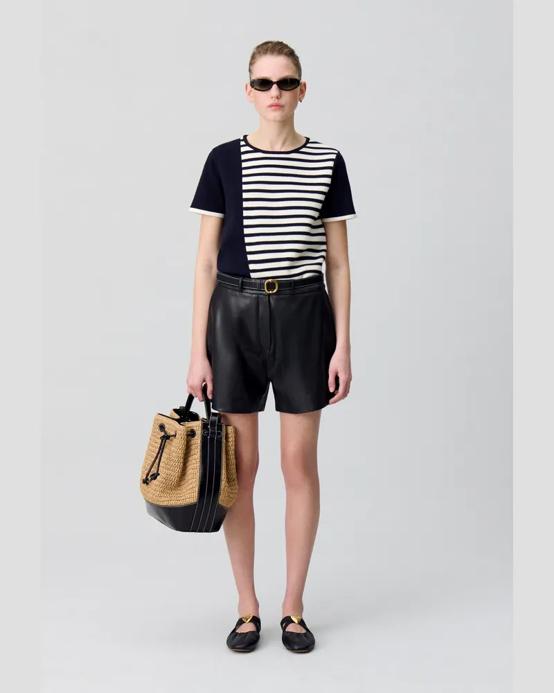 Claudie Pierlot Schwarze Leder-Shorts Schwarz