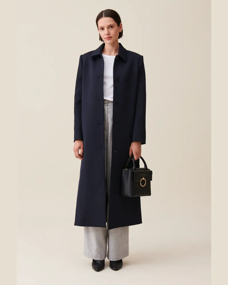 Claudie Pierlot Langer gerade geschnittener Mantel Marine