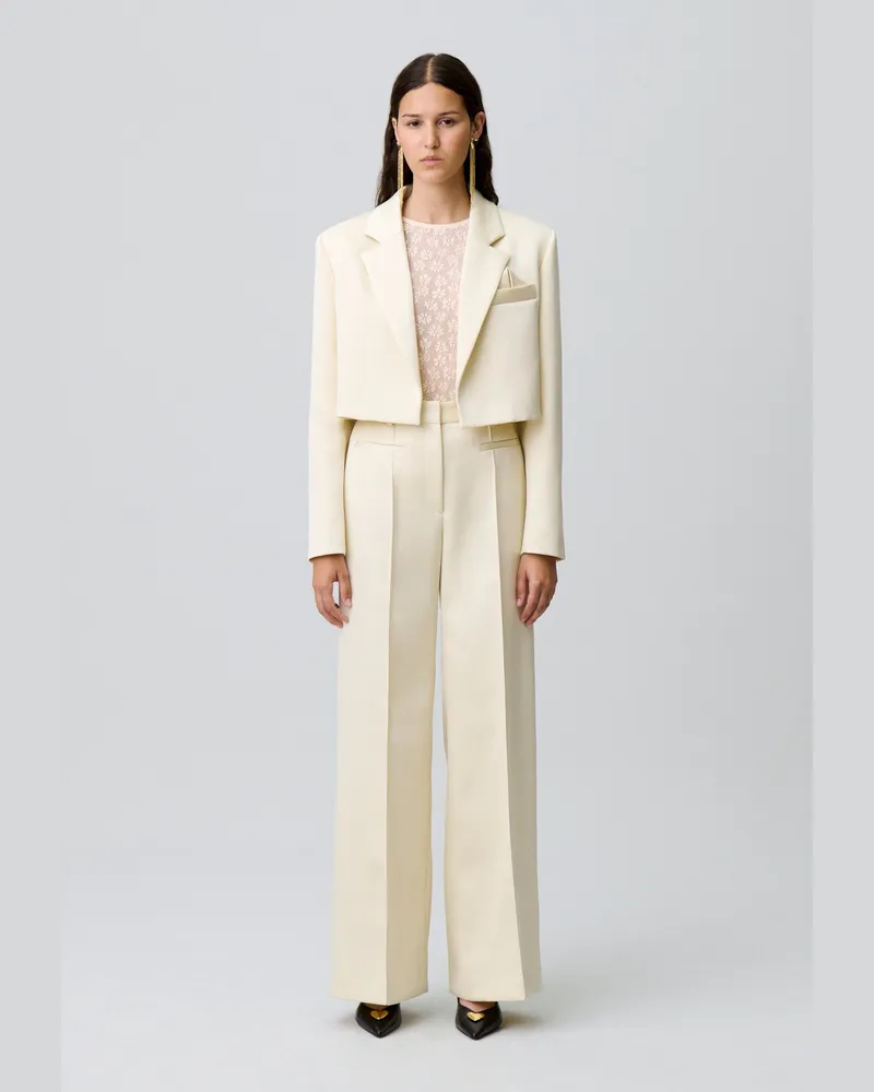 Claudie Pierlot Satin-Blazer Elfenbein