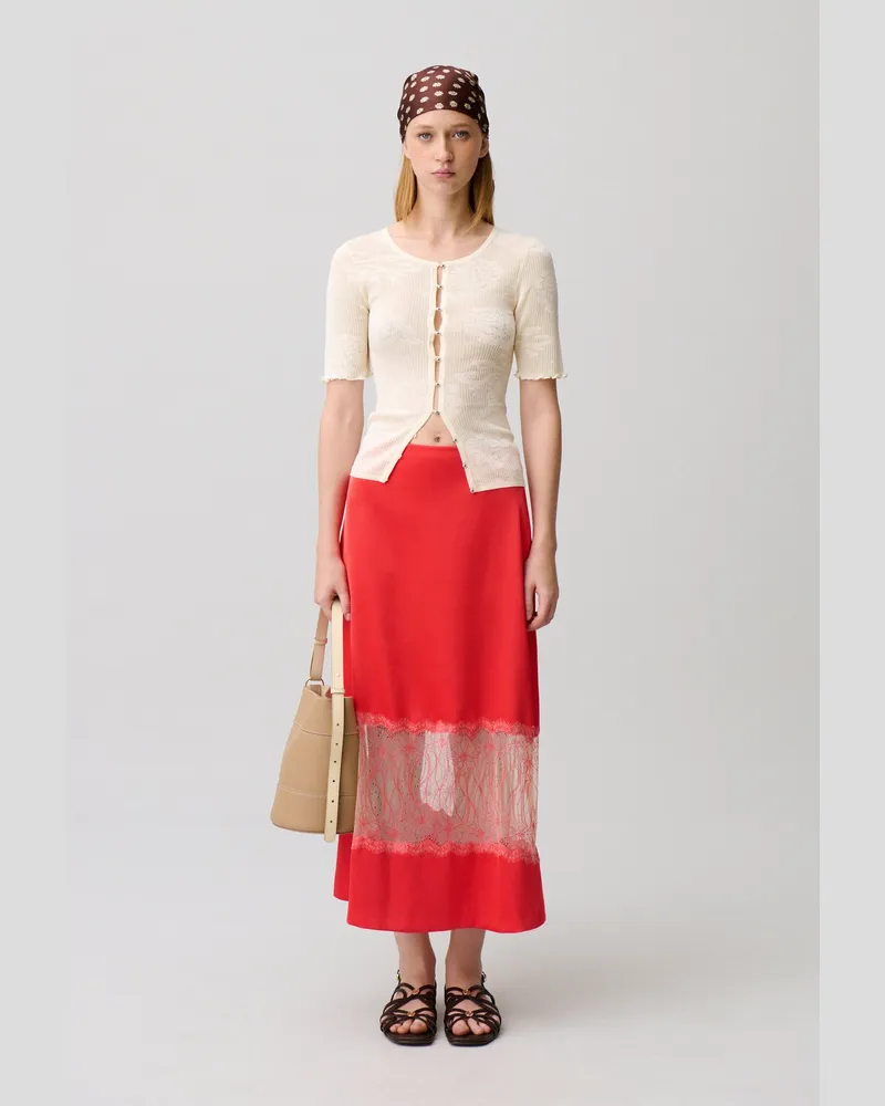 Claudie Pierlot Satinrock mit Spitze Tangerine