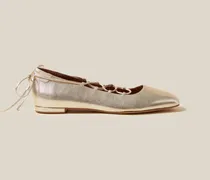 Goldfarbene Leder-Ballerinas
