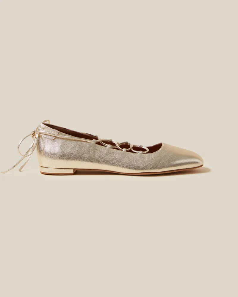 Claudie Pierlot Goldfarbene Leder-Ballerinas Gold