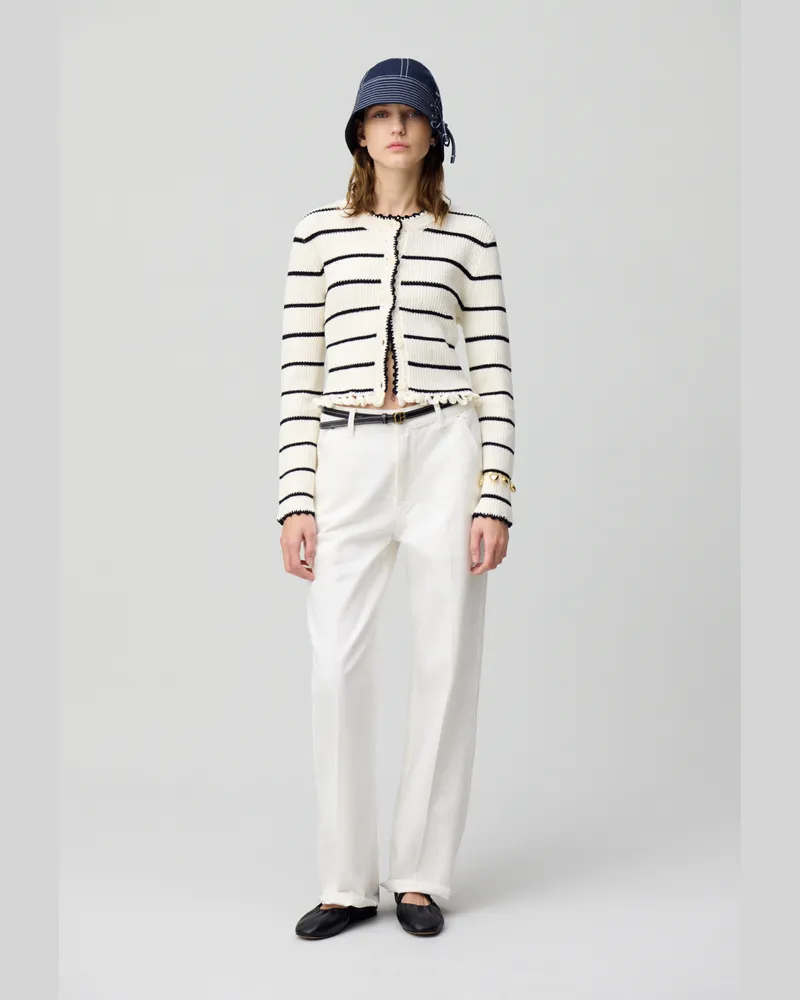 Claudie Pierlot Feinstrick-Cardigan mit Streifen Zweifarbig