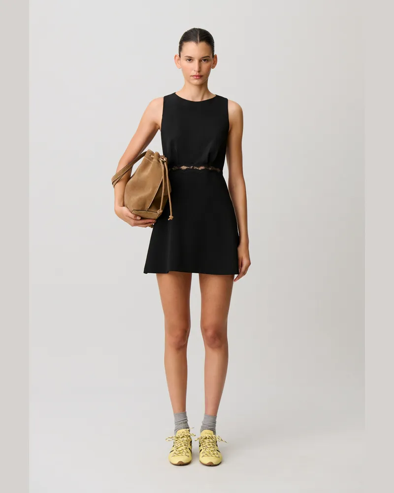 Claudie Pierlot Rückenfreies Spitzenkleid Schwarz