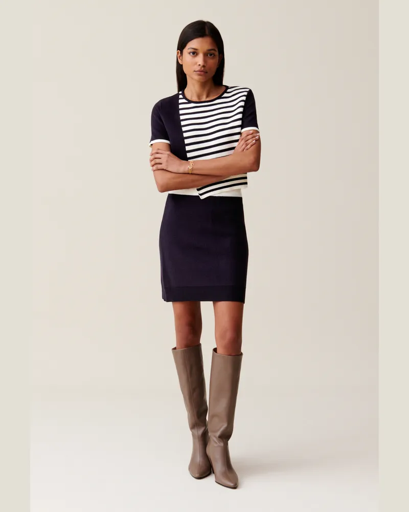 Claudie Pierlot Kurzer Wollrock mit Gummizug Marine