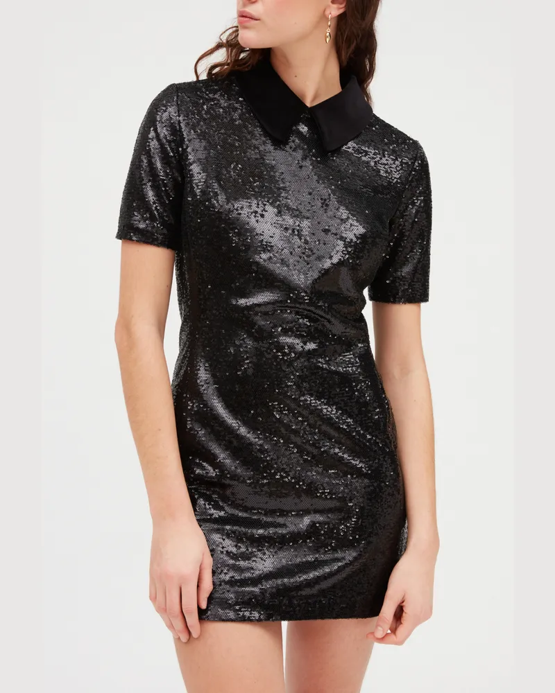 Claudie Pierlot Kurzes Kleid mit Pailletten schwarz Schwarz