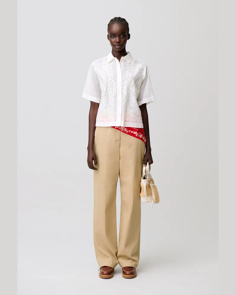 Claudie Pierlot Bestickte Baumwollbluse Ecru