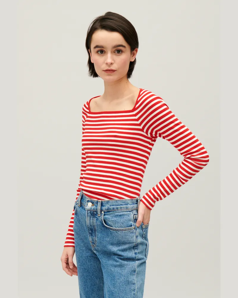 Claudie Pierlot Gestreiftes T-Shirt Rot