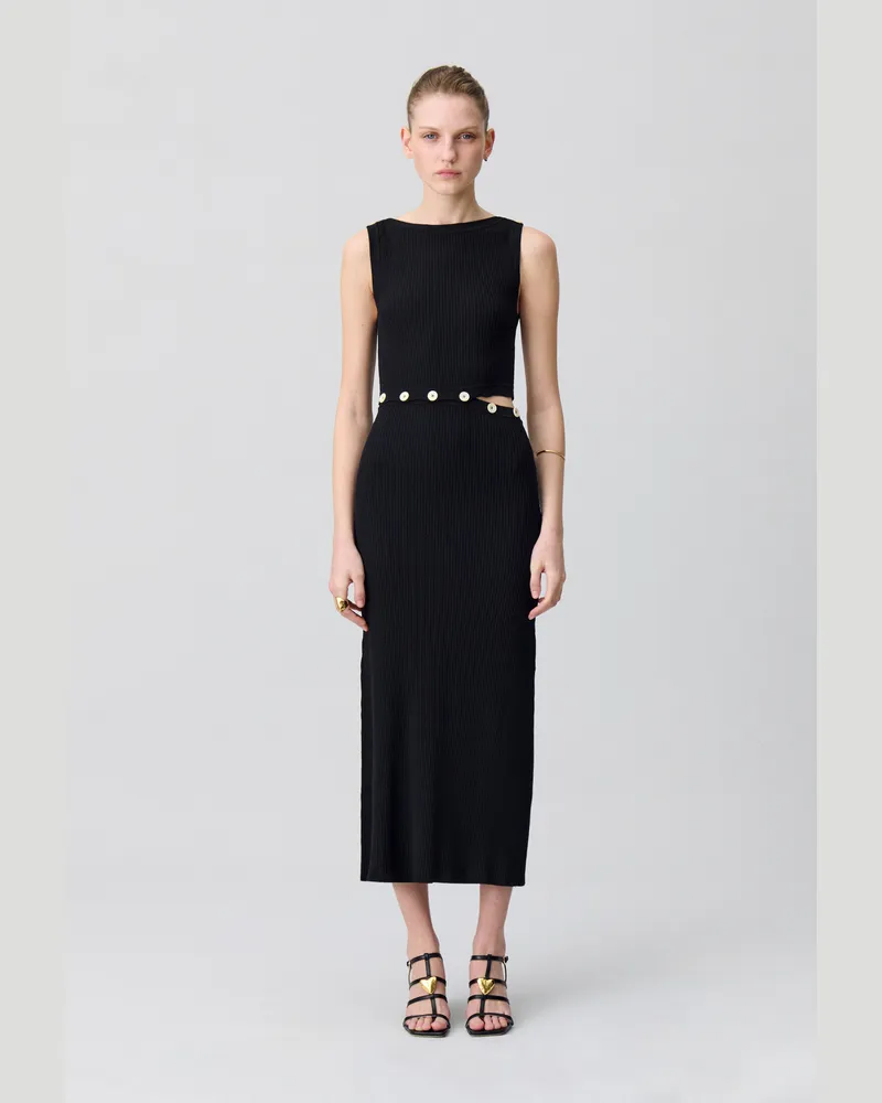 Claudie Pierlot Knielanges Strickkleid Schwarz