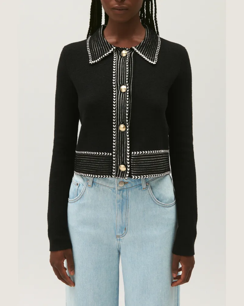 Claudie Pierlot Kurzer Strick-Cardigan Marine