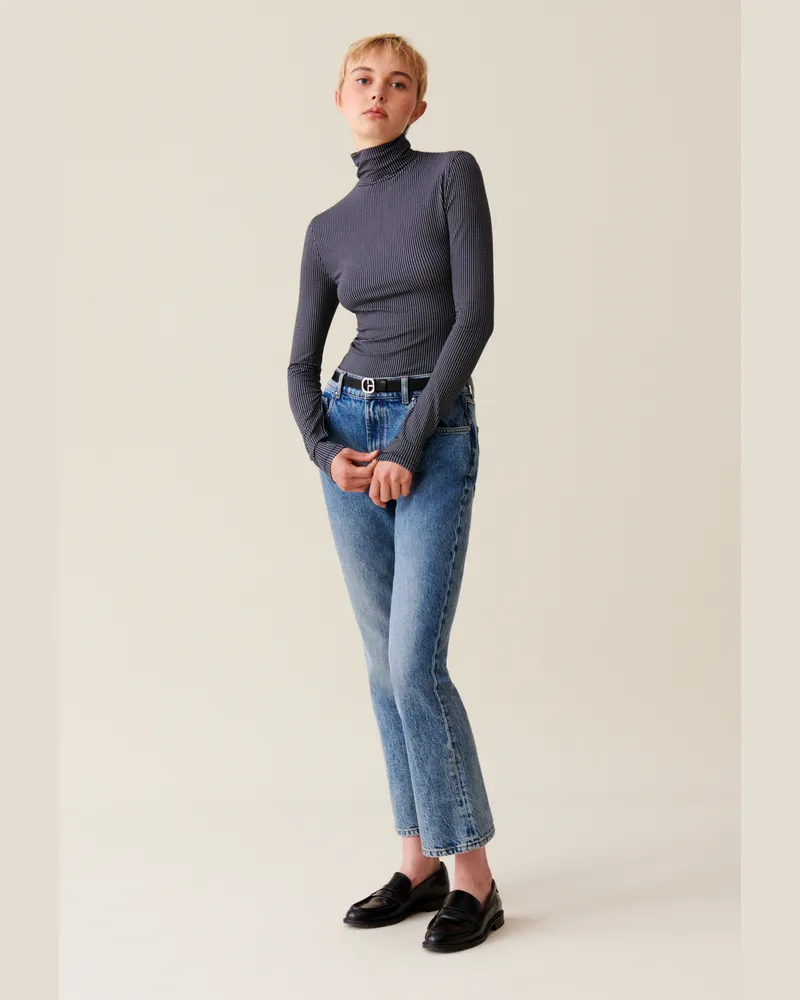 Claudie Pierlot Eng anliegender Rollkragentop Marine