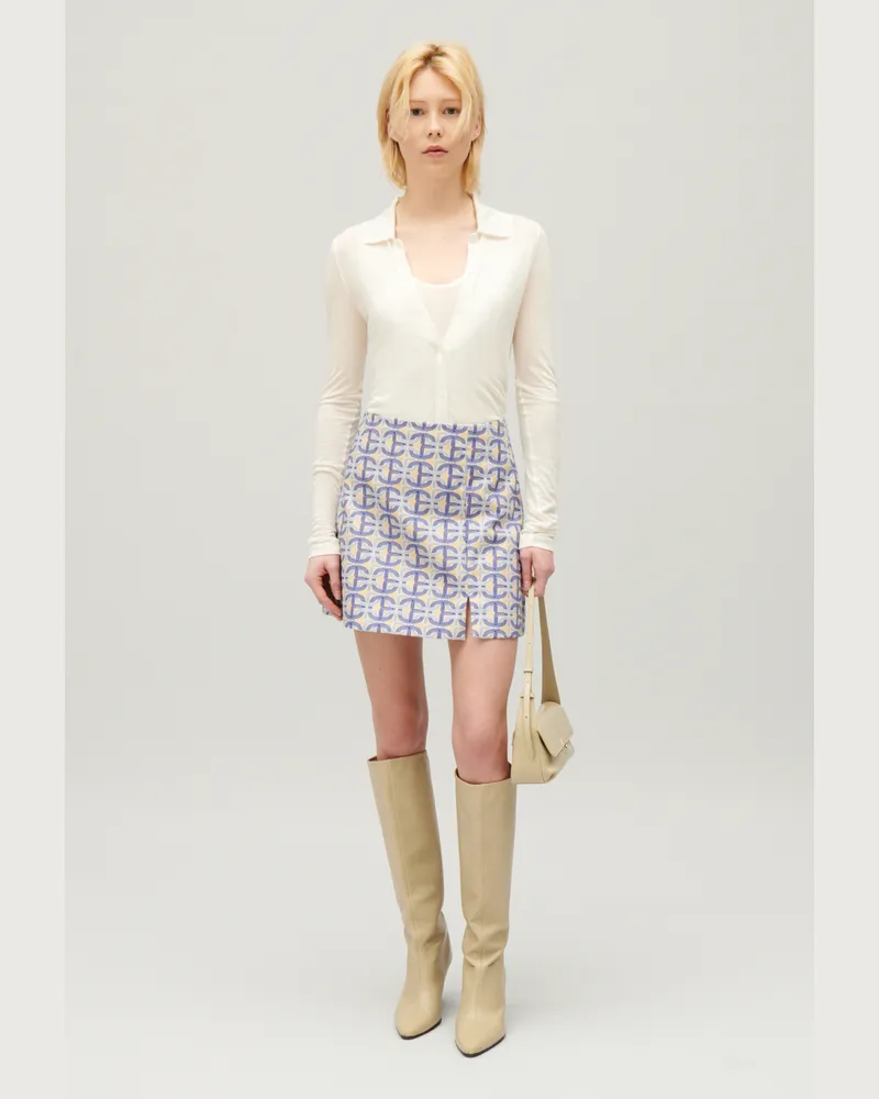 Claudie Pierlot Kurzer Trapez-Rock mit Monogramm Heller