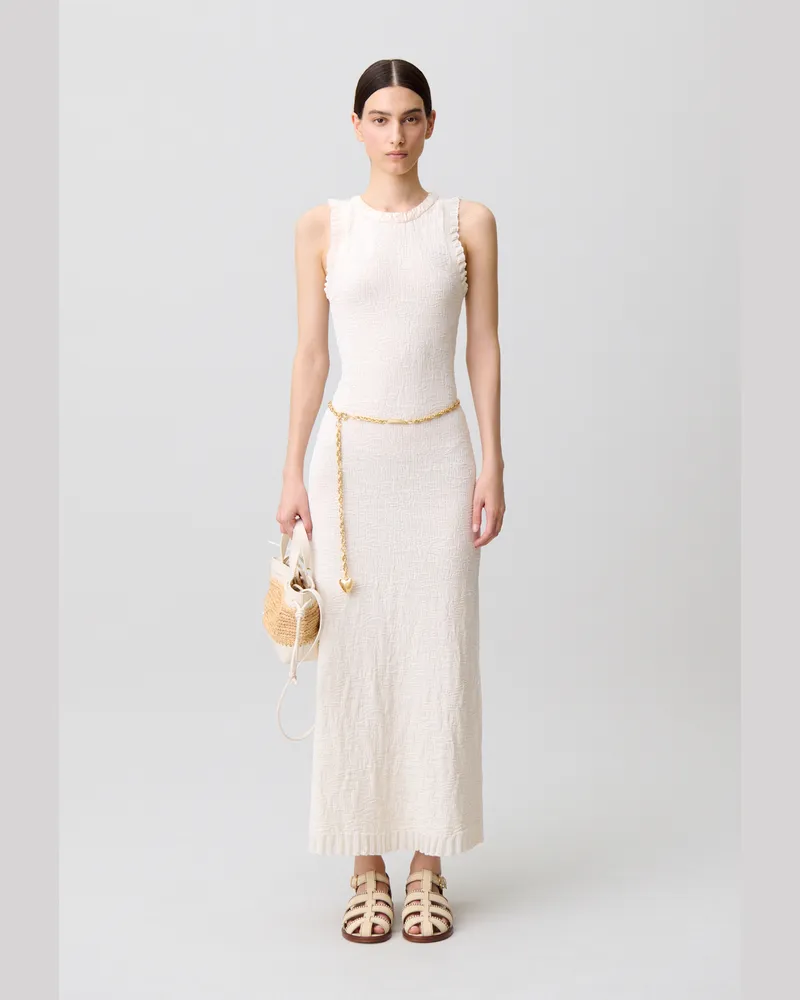 Claudie Pierlot Langes Strickkleid Ecru