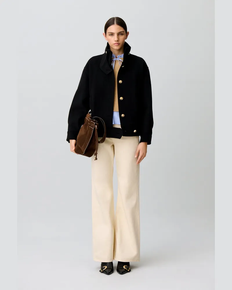 Claudie Pierlot Kurzer Blouson-Mantel Gold Schwarz