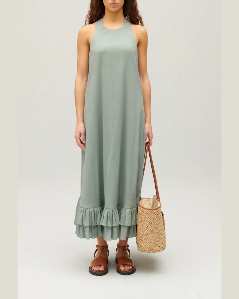 Claudie Pierlot Midi-Kleid mit Volantbesatz Mandel